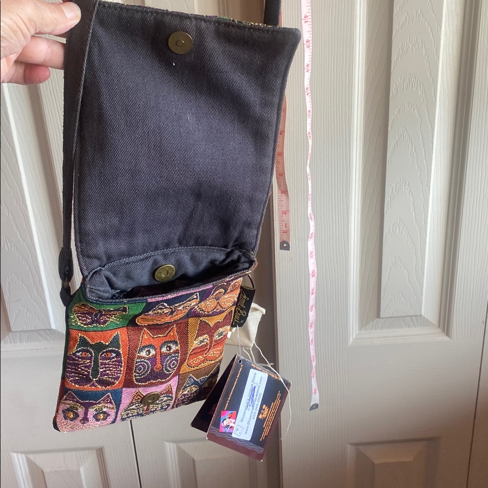 Laurel Burch NWT Tapestry Cat 🐈 Print 6” x 8” Lined Crossbody Bag - Picture 7 of 13